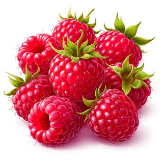 Ягоды малины на белом фоне