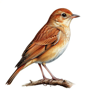 Соловей на белом фоне