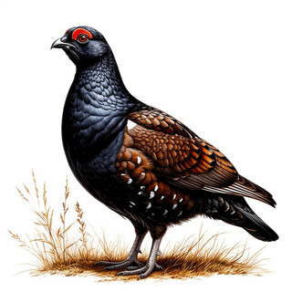 Тетерев на белом фоне