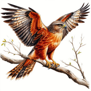 Коршун на белом фоне