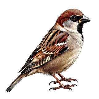 Воробей на белом фоне