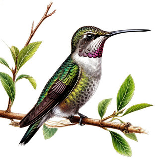 Колибри на белом фоне