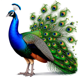 Павлин на белом фоне