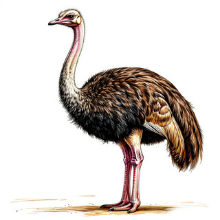 Страус на белом фоне