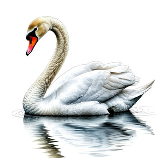Лебедь на белом фоне