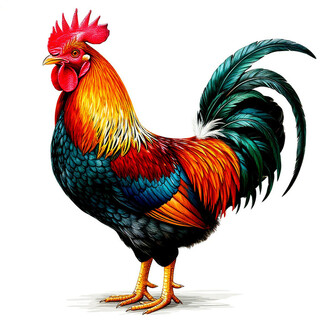 Петух на белом фоне