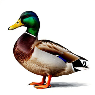 Утка на белом фоне