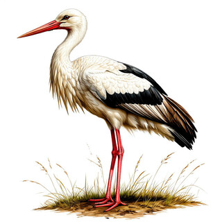 Аист на белом фоне