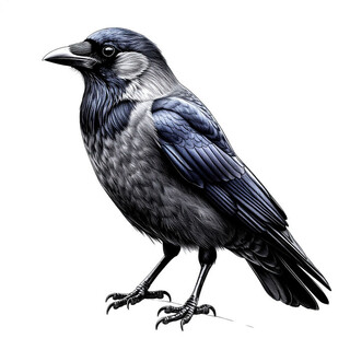 Галка на белом фоне