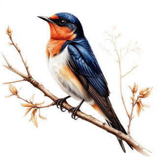 Ласточка на белом фоне