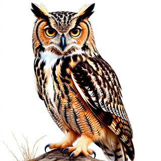 Сова на белом фоне