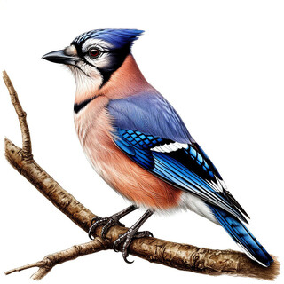 Сойка на белом фоне