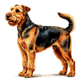 Эрдельтерьер на белом фоне