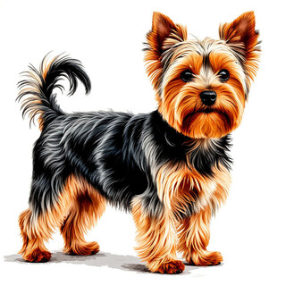 Йоркширский терьер на белом фоне