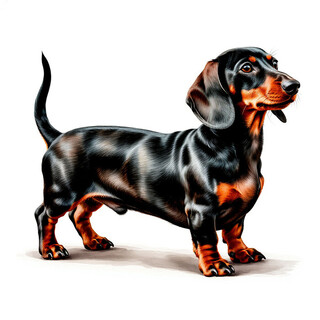 Такса на белом фоне