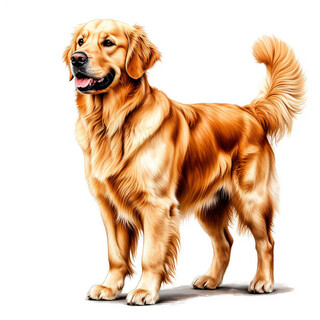 Золотистый ретривер на белом фоне