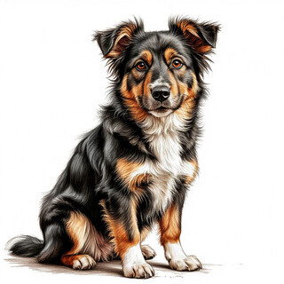 Дворняжка на белом фоне