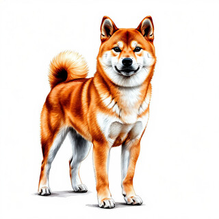 Сиба-ину на белом фоне