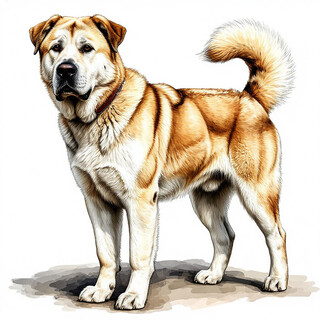 Алабай на белом фоне