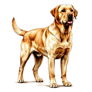 Лабрадор-ретривер на белом фоне