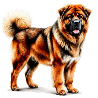 Тибетский мастиф на белом фоне