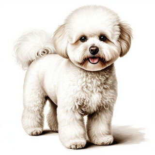 Бишон фризе на белом фоне