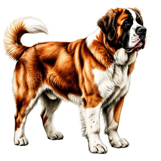 Сенбернар на белом фоне