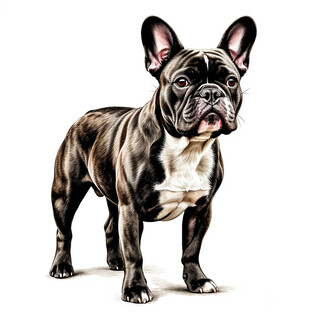 Французский бульдог на белом фоне