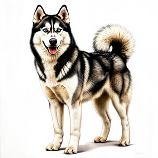 Хаски на белом фоне