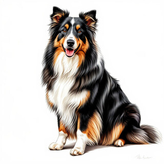 Колли на белом фоне