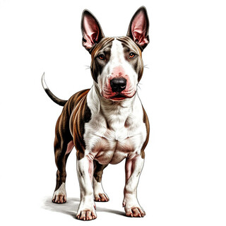 Бультерьер на белом фоне