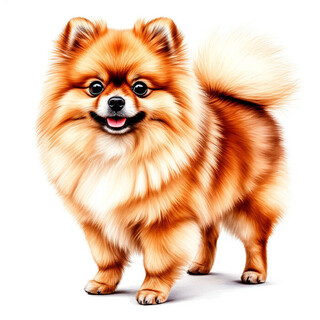 Померанский шпиц на белом фоне