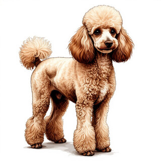 Пудель на белом фоне