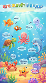Плакат Кто живет в воде?