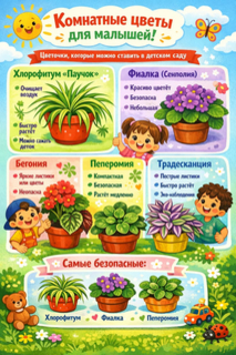 Плакат Комнатные цветы для малышей