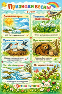 Плакат Признаки весны