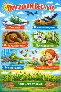 Плакат Признаки весны