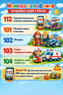Плакат Номера экстренных служб в России